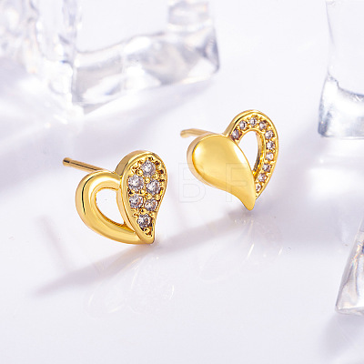 Brass Micro Pave Clear Cubic Zirconia Stud Earrings WG66561-04-1