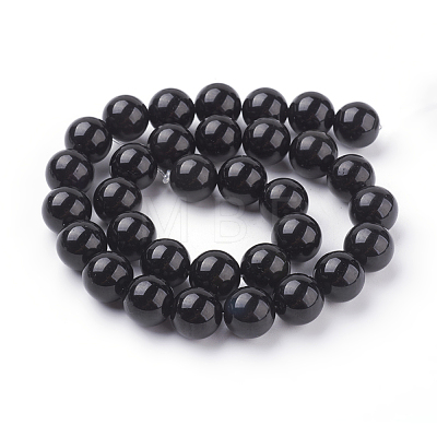 Natural Obsidian Beads Strands X-G-G099-12mm-24-1