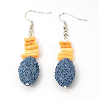 Lava Rock Beads Earring Hooks EJEW-D097-M-1