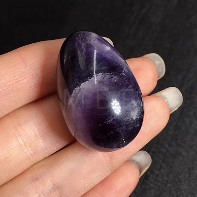 Natural Amethyst Egg Shaped Palm Stone PW23051696725-1