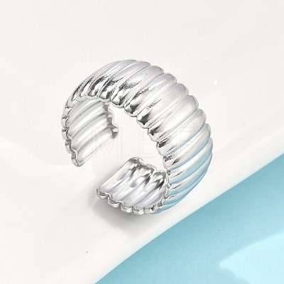 304 Stainless Steel Open Cuff Ring for Women X-RJEW-U014-05P-1