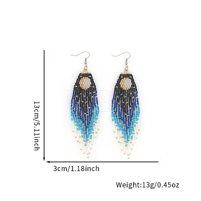 Handmade Glass Seed Beads Moon Dangle Earrings PT7673-1