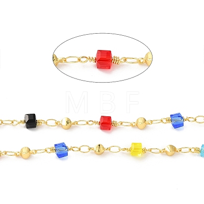 Handmade Cube Glass Beaded Chains CHC-M024-13G-1
