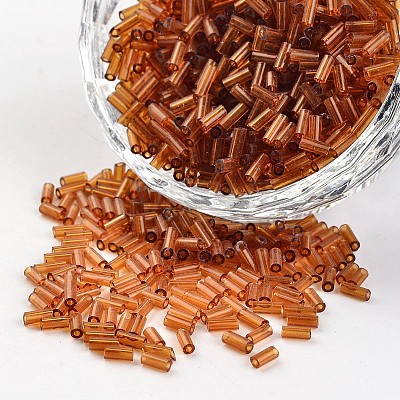 Transparent Colours Round Hole Glass Bugle Beads SEED-I001-13-1