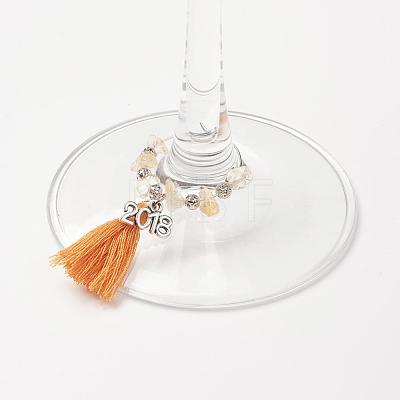 Natural Citrine Beads Wine Glass Charms AJEW-JO00165-05-1
