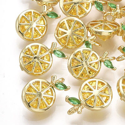 Brass Cubic Zirconia Charms X1-KK-S348-323-1