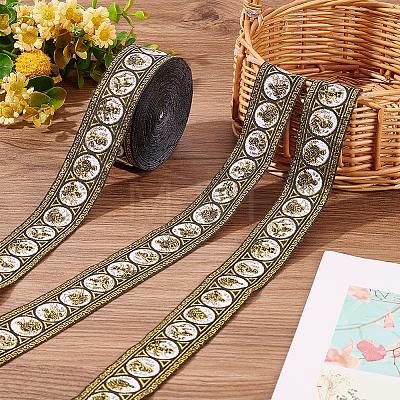 Ethnic Embroidery Polyester Flat Ribbons OCOR-WH0058-51-1