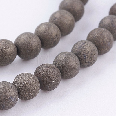 Natural Pyrite Beads Strands G-P303-03-10mm-16-1