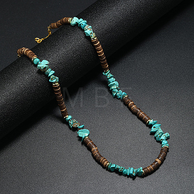 Bohemian Turquoise Stone Coconut Shell Surf Punk Necklace for Men LS-NI4745-1-1