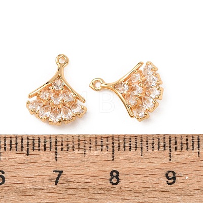 Brass Micro Pave Clear Cubic Zirconia Charms KK-T082-01G-1