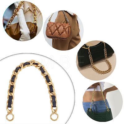 Zinc Alloy Curban Chain & PU Leather Bag Straps FIND-WH0143-52P-1