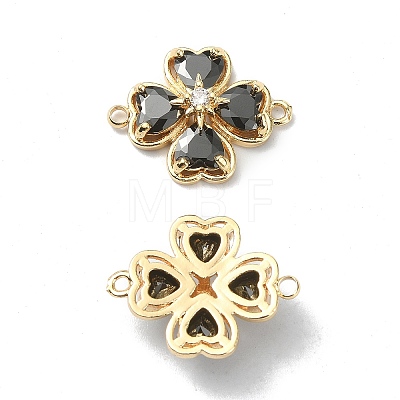 Brass Pave Clear Cubic Zirconia Connector Charms KK-B072-09G-1