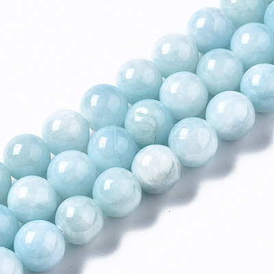 Natural Dyed Yellow Jade Gemstone Bead Strands X-G-R271-12mm-Y04-1