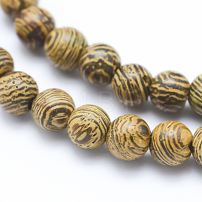 Natural Wenge Wood Beads Strands WOOD-P011-05-10mm-1