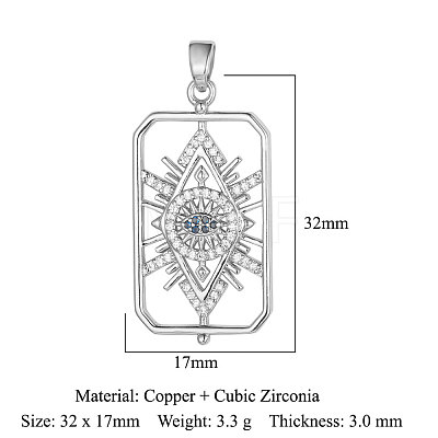 Brass Micro Pave Cubic Zirconia Pendants ZIRC-OY001-37P-1