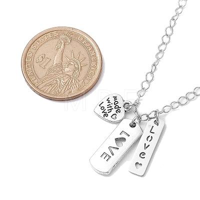 Valentine's Day Alloy and 201 Stainless Steel Word Love Pendant Necklaces NJEW-JN04693-1