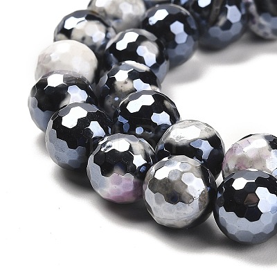 Electroplated Natural Fire Crackle Agate Round Beads Strands G-G0006-A02-03-1