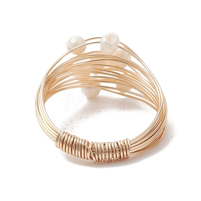 Natural Cultured Cluster Freshwater Pearl Finger Rings RJEW-JR01015-1