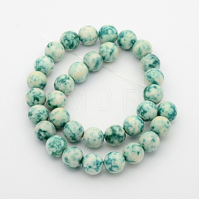Natural Ocean White Jade Round Beads Strands X-G-F188-8mm-01-1