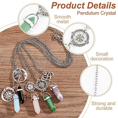 AHADERMAKER 5Pcs 5 Style Glass Imitation Gemstone Bullet Pendant Necklaces Set NJEW-GA0001-04-1
