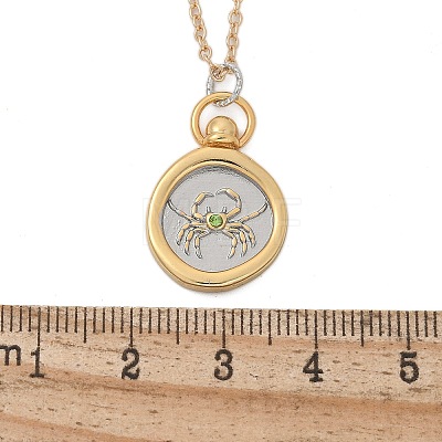 Brass Twelve Constellations Tarot Pendant Necklaces NJEW-Q006-01F-G-1