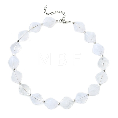 Rhombus Acrylic Beaded Necklaces for Women NJEW-JN06026-1