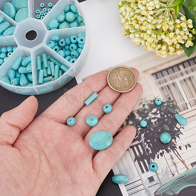 ARRICRAFT 185Pcs 8 Styles Synthetic Turquoise Dyed Beads Strands TURQ-AR0001-37-1
