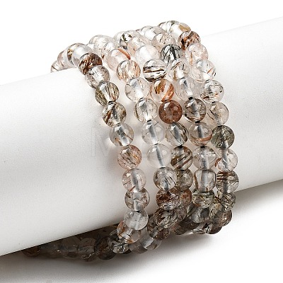 Natural Black Gold Rutilated Quartz Beads Strands G-G344-A01-4mm-1