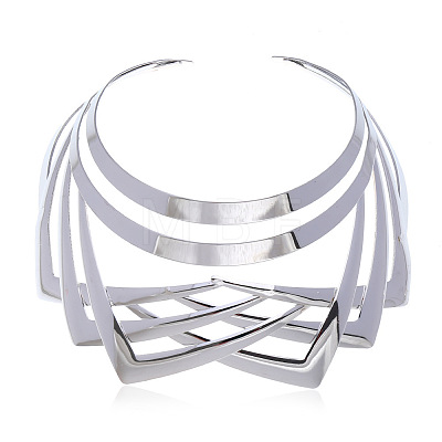 Iron Geometric Multi-Layer Cuff Statement Necklaces for Women WG85588-02-1