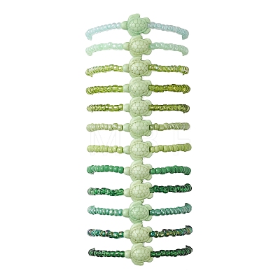 12Pcs Dyed Synthetic Turtle Bracelets BJEW-JB13502-02-1