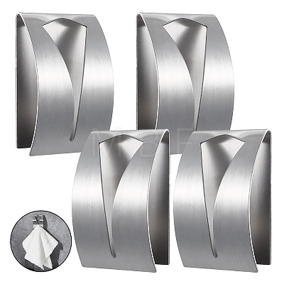 430 Stainless Steel Self Adhesive Hook Hangers for Towel FIND-WH0419-51-1