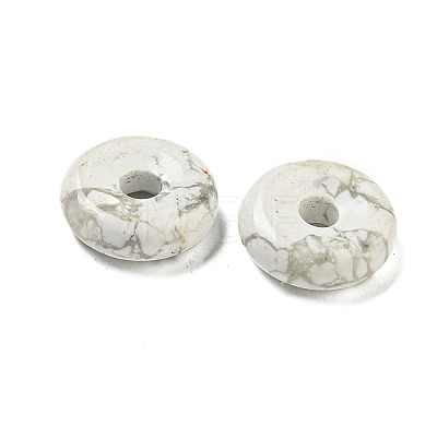 Natural Howlite Donut/Pi Disc Charms G-G142-01G-1