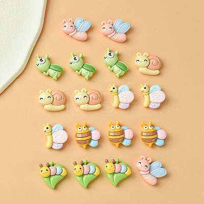 18Pcs 6 Styles Opaque Resin Cute Insect Cabochons RESI-YW0001-54-1