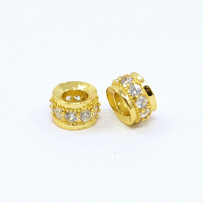 Brass Cubic Zirconia Beads ZIRC-F001-107G-1