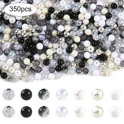 250Pcs 5 Styles Opaque Acrylic Beads MACR-YW0004-83C-1