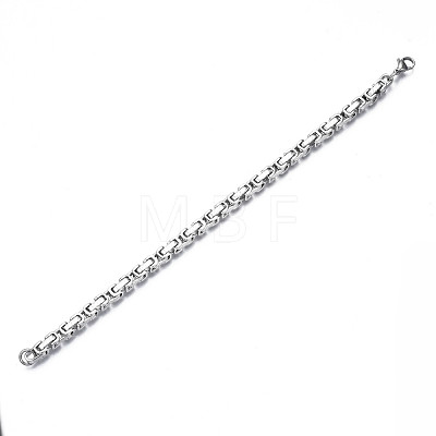 201 Stainless Steel Byzantine Chain Bracelet for Men Women BJEW-S057-80-1