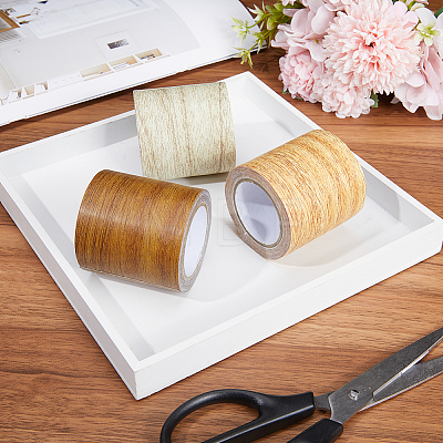 Gorgecraft 1 Roll Non-woven Fabrics Imitation Wood Grain Adhesive Tape DIY-GF0008-77A-1