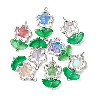 40Pcs Alloy Glass Bead Pendants PALLOY-JF05181-02-1