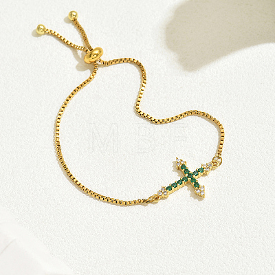 Fashionable European and American Style Brass Cubic Zirconia Cross Slider Bracelets FS4341-2-1