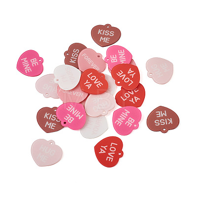 Beadthoven 30Pcs 6 Colors Valentine's Day Opaque Acrylic Pendants SACR-BT0001-03-1