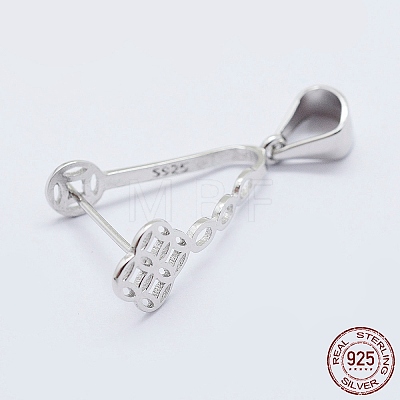 Anti-Tarnish Rhodium Plated 925 Sterling Silver Micro Pave Cubic Zirconia Pendant Bails X-STER-E054-13P-1