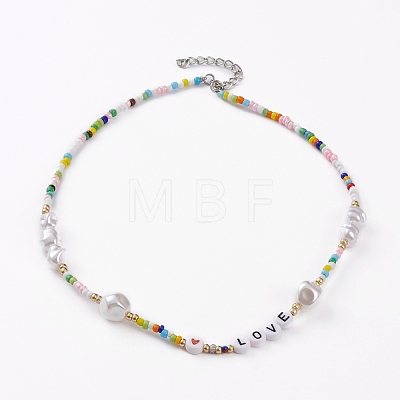 Glass Seed Beaded Necklaces NJEW-JN03290-02-1
