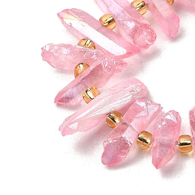 Electroplated Natural Quartz Crystal Beads Strands G-F800-F-1