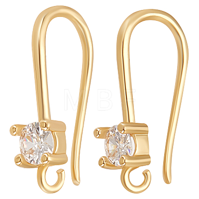 30Pcs Brass Micro Pave Clear Cubic Zirconia Earring Hooks KK-BBC0005-14-1