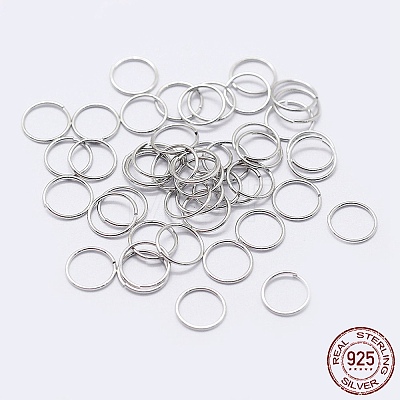Rhodium Plated 925 Sterling Silver Saw Cut Open Jump Rings STER-F036-02P-0.9x5mm-1