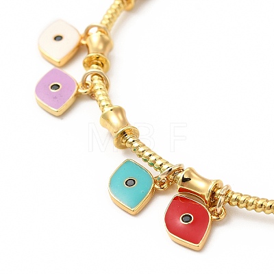 Colorful Enamel Charms Cuff Bangle with Clear Cubic Zirconia BJEW-E073-09G-01-1