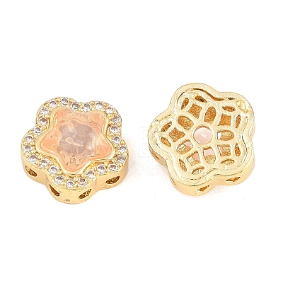 Brass Clear Cubic Zirconia Beads KK-B186-01G-1