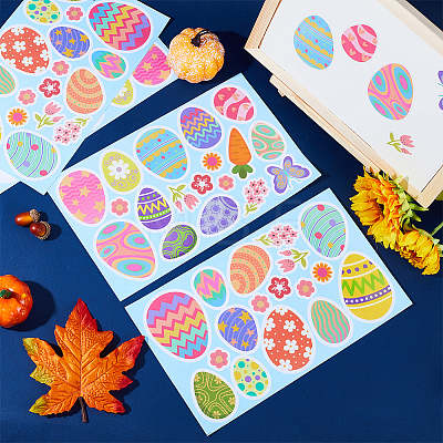 Colorful PVC Easter Egg Window Decorative Stickers DIY-WH0349-108-1