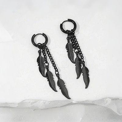 Zinc Alloy Feather Tassel Hoop Earrings FS-WG16A33-07-1