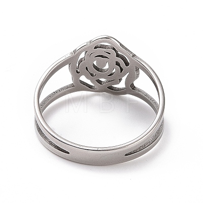 201 Stainless Steel Rose Finger Ring RJEW-J051-22P-1